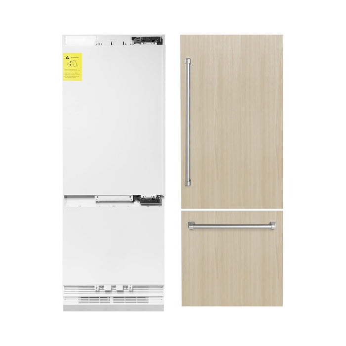 ZLINE 30 in. 16.1 cu. ft. Panel Ready Built-In 2-Door Bottom Freezer Refrigerator with Internal Water and Ice Dispenser (RBIV-30)