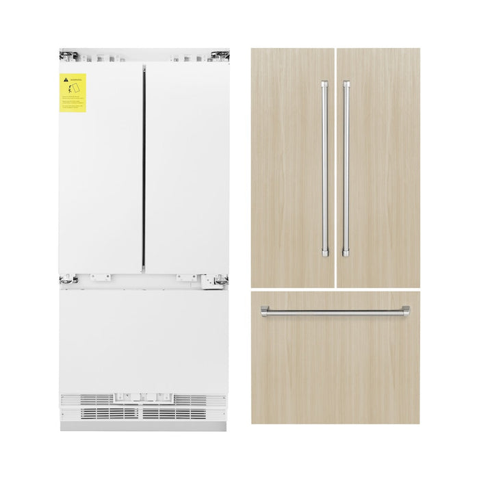 ZLINE 36 in. 19.6 cu. Ft. Panel Ready Built-In 3-Door French Door Refrigerator with Internal Water and Ice Dispenser (RBIV-36)