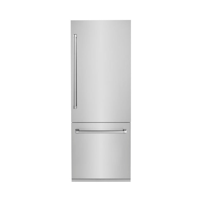 ZLINE 30 in. 16.1 cu. ft. Built-In 2-Door Bottom Freezer Refrigerator with Internal Water and Ice Dispenser in Stainless Steel (RBIV-304-30)