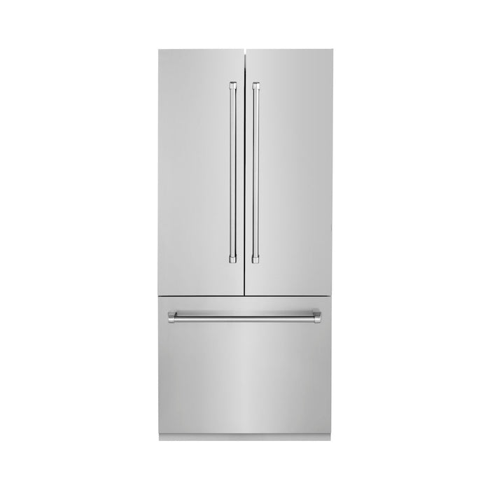 ZLINE 36 in. 19.6 cu. ft. Built-In 3-Door French Door Refrigerator with Internal Water and Ice Dispenser in Stainless Steel (RBIV-304-36)