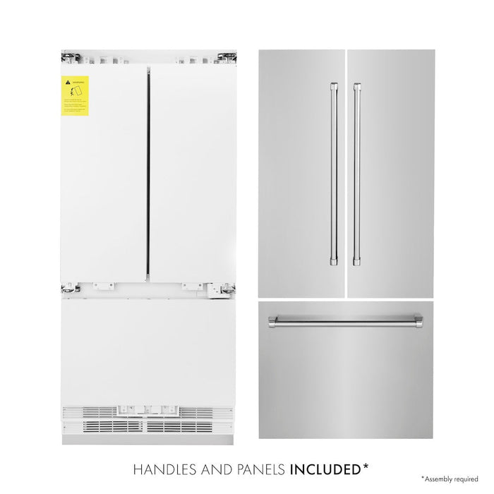 ZLINE 36 in. 19.6 cu. ft. Built-In 3-Door French Door Refrigerator with Internal Water and Ice Dispenser in Stainless Steel (RBIV-304-36)