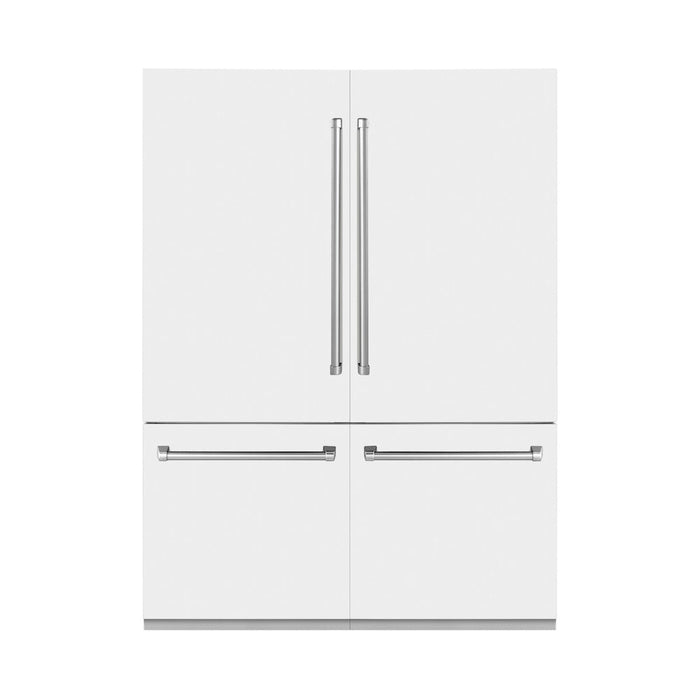 ZLINE 60 in. 32.2 cu. ft. Built-In 4-Door French Door Refrigerator with Internal Water and Ice Dispenser in White Matte (RBIV-WM-60)