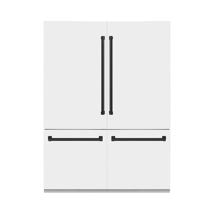 ZLINE 60 in. Autograph Edition 32.2 cu. ft. Built-in 4-Door French Door Refrigerator with Internal Water and Ice Dispenser in White Matte with Matte Black Accents (RBIVZ-WM-60-MB)