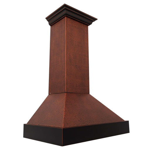 ZLINE Designer Series Wall Mount Range Hood in Hand-Hammered Copper with Oil-Rubbed Bronze Details (655-HBXXX)