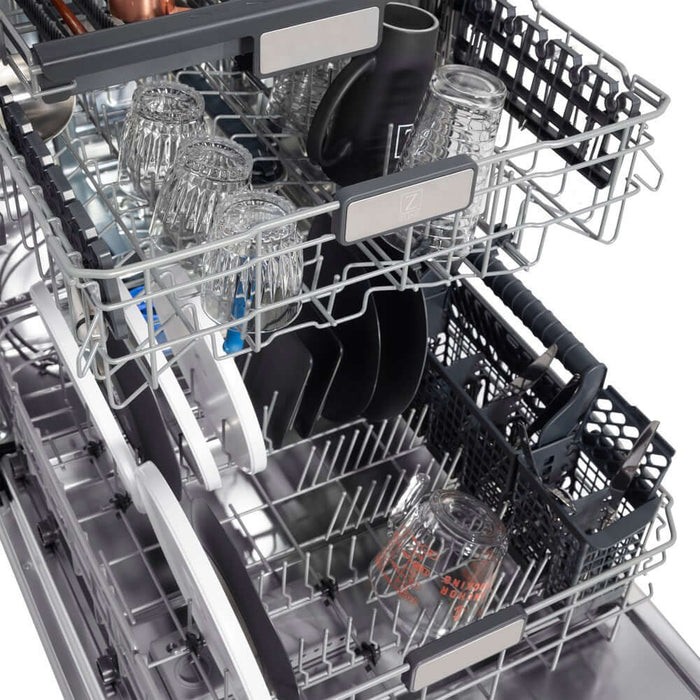 ZLINE 24 in. Monument Series 3rd Rack Top Touch Control Dishwasher in Custom Panel Ready with Stainless Steel Tub, 45dBa (DWMT-24)