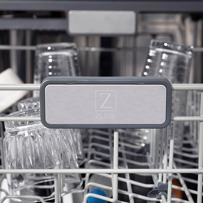 ZLINE 24 in. Monument Series 3rd Rack Top Touch Control Dishwasher in Blue Matte with Stainless Steel Tub, 45dBa (DWMT-24-BM)