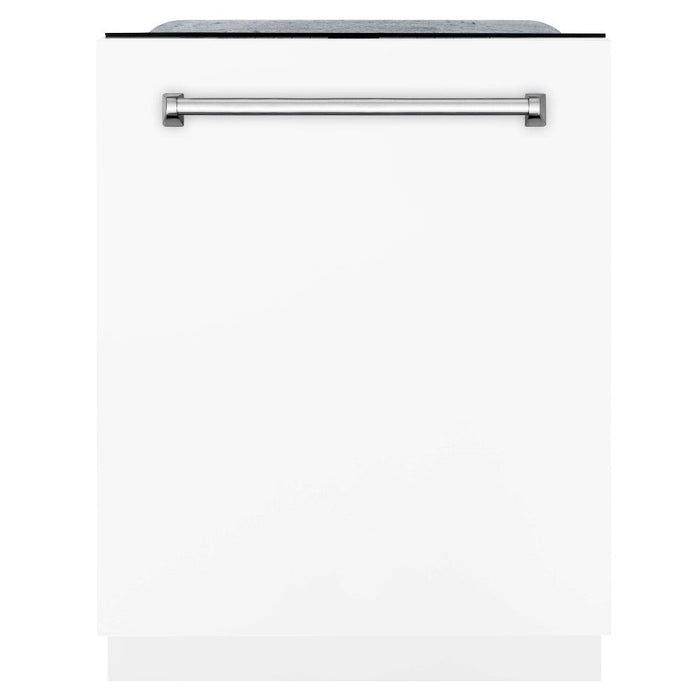 ZLINE 24 in. Monument Series 3rd Rack Top Touch Control Dishwasher in White Matte with Stainless Steel Tub, 45dBa (DWMT-WM-24)