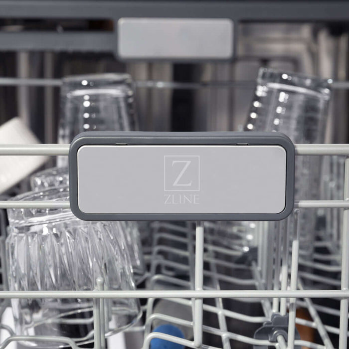 ZLINE Autograph Edition 24 in. Monument Series 3rd Rack Top Touch Control Tall Tub Dishwasher in Fingerprint Resistant Stainless Steel with Champagne Bronze Handle, 45dBa (DWMTZ-SN-24-CB)