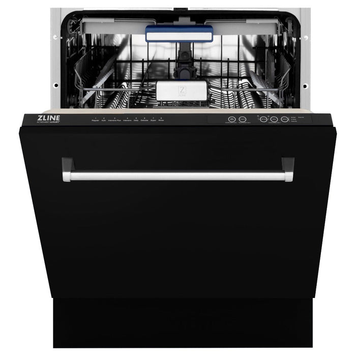 ZLINE 24 in. Tallac Series 3rd Rack Tall Tub Dishwasher in Black Matte with Stainless Steel Tub, 51dBa (DWV-BLM-24)