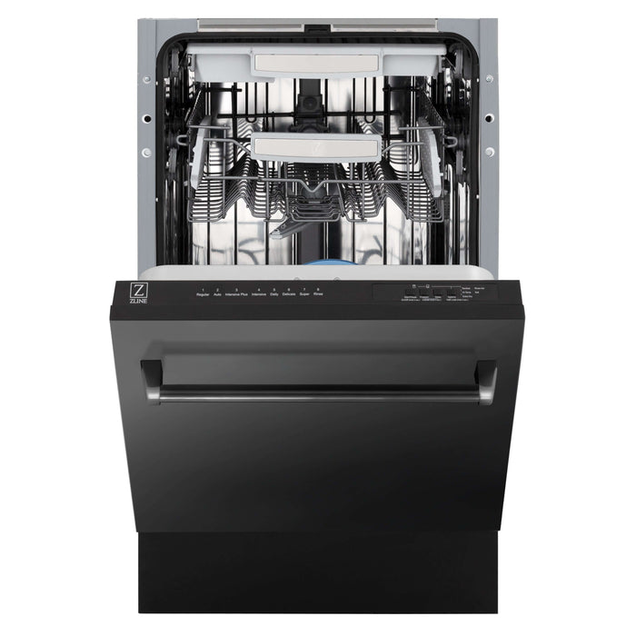 ZLINE 18 in. Tallac Series 3rd Rack Top Control Built-In Dishwasher in Black Stainless Steel with Stainless Steel Tub, 51dBa (DWV-BS-18)