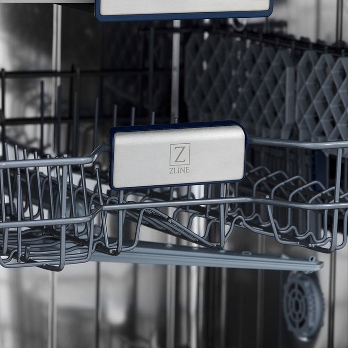 ZLINE 24 in. Tallac Series 3rd Rack Tall Tub Dishwasher in Blue Matte with Stainless Steel Tub, 51dBa (DWV-BM-24)