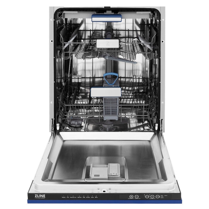 ZLINE 24 in. Tallac Series 3rd Rack Tall Tub Dishwasher in Blue Matte with Stainless Steel Tub, 51dBa (DWV-BM-24)