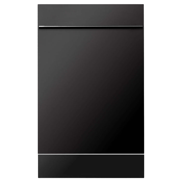 ZLINE 18 in. Compact Black Stainless Steel Top Control Built-In Dishwasher with Stainless Steel Tub and Modern Style Handle, 52dBa (DW-BS-H-18)