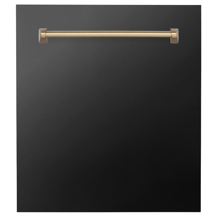 ZLINE 24 in. Autograph Edition Tallac Dishwasher Panel in Black Stainless Steel with Accent Handle (DPVZ-BS-24)