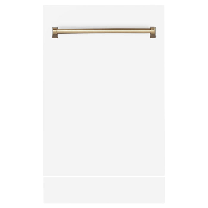 ZLINE Autograph Edition 18 in. Tallac Dishwasher Panel in White Matte with Champagne Bronze Handle (DPVZ-WM-18-CB)