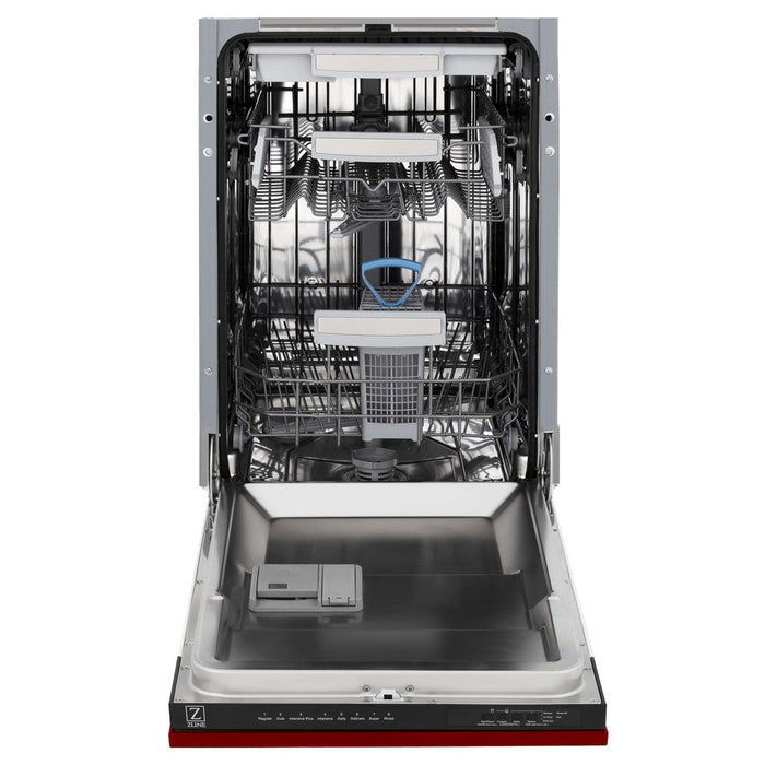 ZLINE 18 in. Tallac Series 3rd Rack Top Control Built-In Dishwasher in Red Gloss with Stainless Steel Tub, 51dBa (DWV-RG-18)