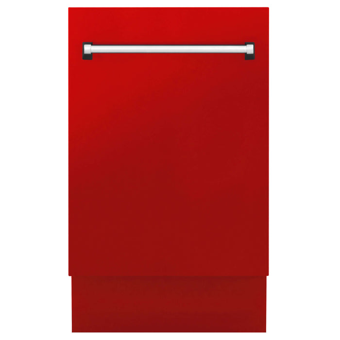 ZLINE 18 in. Tallac Series 3rd Rack Top Control Built-In Dishwasher in Red Matte with Stainless Steel Tub, 51dBa (DWV-RM-18)