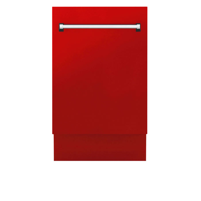 ZLINE 18 in. Tallac Series 3rd Rack Top Control Built-In Dishwasher in Red Matte with Stainless Steel Tub, 51dBa (DWV-RM-18)