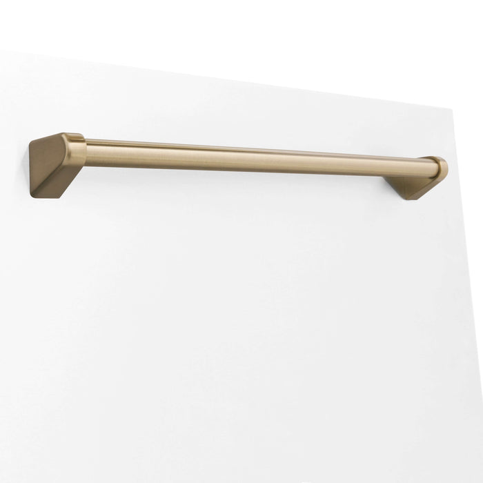 ZLINE Autograph Edition 18 in. Tallac Dishwasher Panel in White Matte with Champagne Bronze Handle (DPVZ-WM-18-CB)