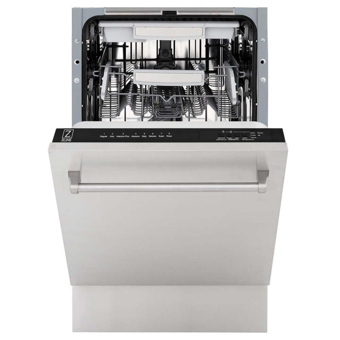 ZLINE 18 in. Tallac Series 3rd Rack Top Control Built-In Dishwasher in Stainless Steel and Traditional Handle, 51dBa (DWV-304-18)