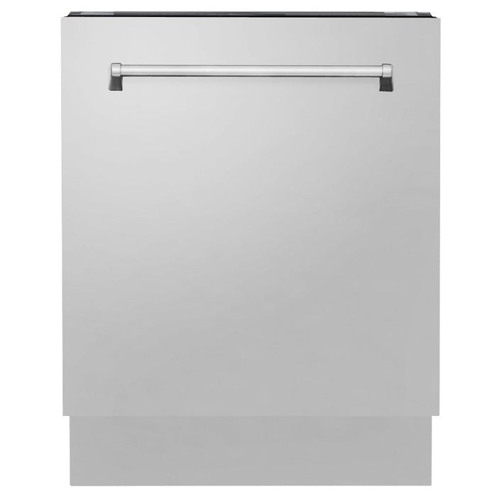 ZLINE 36 in. Kitchen Package with Stainless Steel Dual Fuel Range, Range Hood, Microwave Drawer, Tall Tub Dishwasher and Beverage Fridge (5KP-RARH36-MWDWV-RBV)