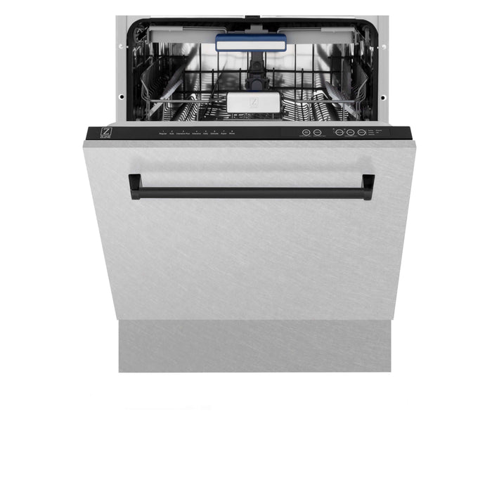 ZLINE Autograph Edition 24 in. Tallac Series 3rd Rack Top Control Built-In Tall Tub Dishwasher in Fingerprint Resistant Stainless Steel with Matte Black Handle, 51dBa (DWVZ-SN-24-MB)