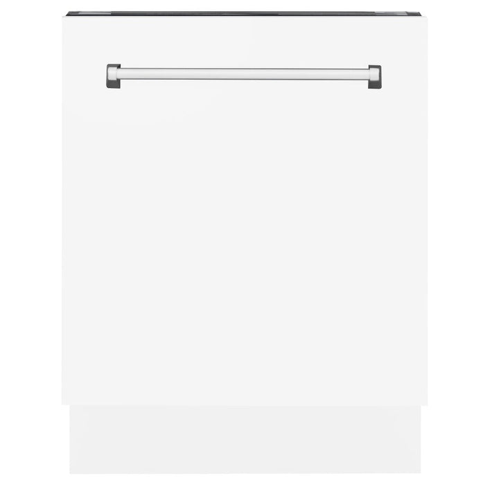 ZLINE 24 in. Tallac Series 3rd Rack Tall Tub Dishwasher in White Matte with Stainless Steel Tub, 51dBa (DWV-WM-24)