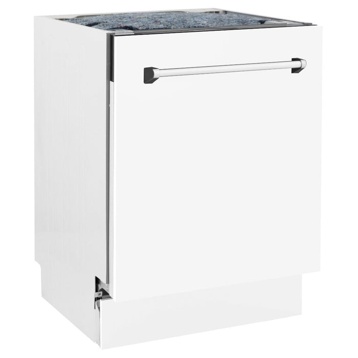 ZLINE 24 in. Tallac Series 3rd Rack Tall Tub Dishwasher in White Matte with Stainless Steel Tub, 51dBa (DWV-WM-24)