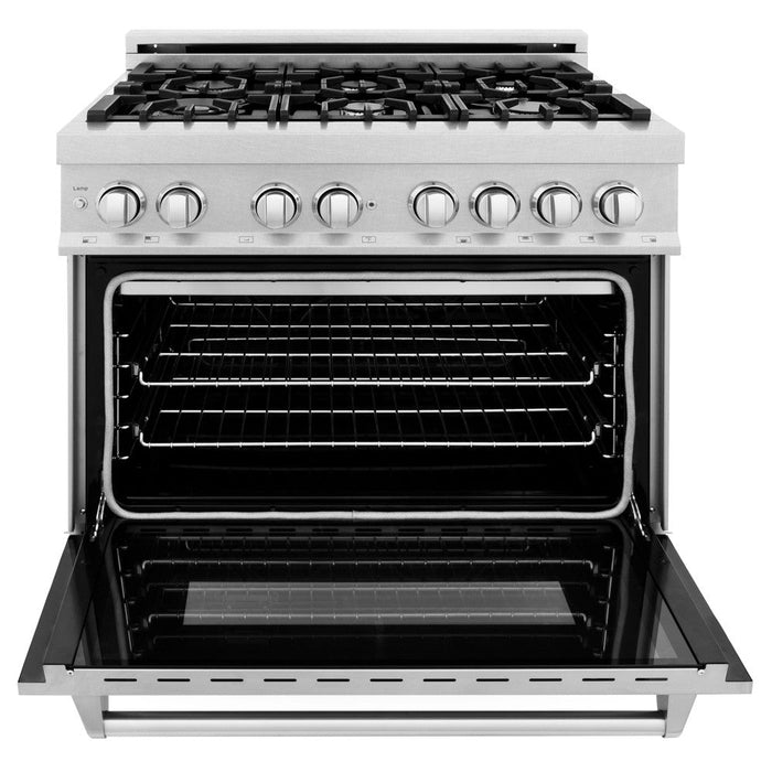 ZLINE 36 in. 4.6 cu. ft. Electric Oven and Gas Cooktop Dual Fuel Range with Griddle in Fingerprint Resistant Stainless (RAS-SN-GR-36)