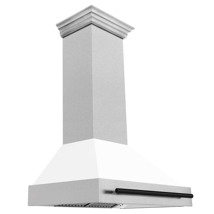 ZLINE Autograph Edition 36 in. Fingerprint Resistant Stainless Steel Range Hood with White Matte Shell and Accent Handle (8654SNZ-WM36)