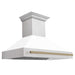 ZLINE Autograph Edition 48 in. Fingerprint Resistant Stainless Steel Range Hood with White Matte Shell and Accent Handle (8654SNZ-WM48)