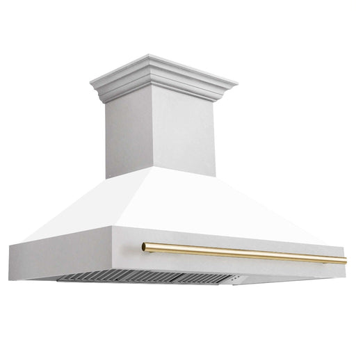 ZLINE Autograph Edition 48 in. Fingerprint Resistant Stainless Steel Range Hood with White Matte Shell and Accent Handle (8654SNZ-WM48)