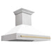 ZLINE Autograph Edition 48 in. Fingerprint Resistant Stainless Steel Range Hood with White Matte Shell and Accent Handle (8654SNZ-WM48)