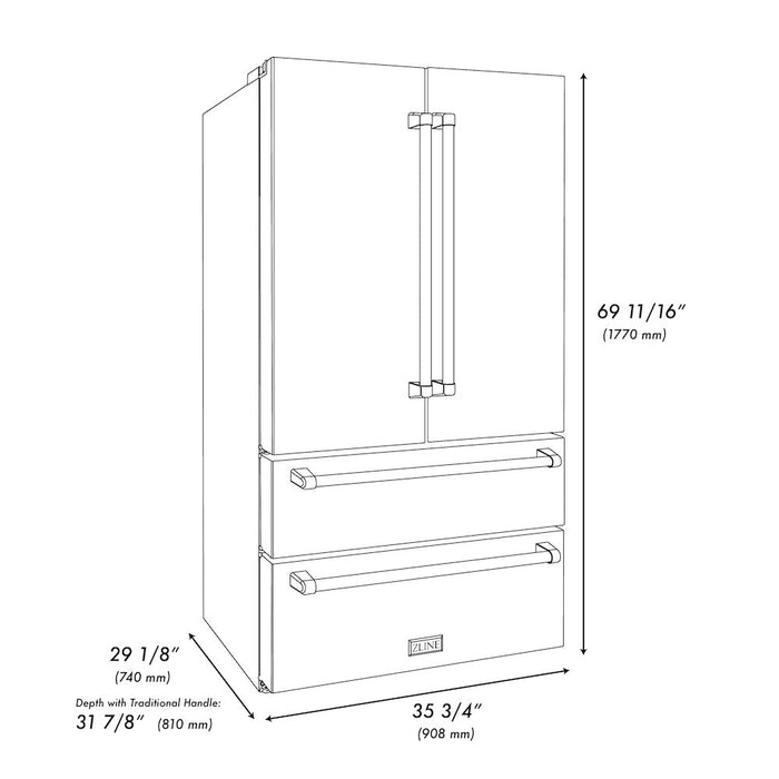 ZLINE Kitchen Package with Refrigeration, 48 in. Stainless Steel Rangetop, 48 in. Range Hood, 30 in. Double Wall Oven and 24 in. Tall Tub Dishwasher (5KPR-RTRH48-AWDDWV)