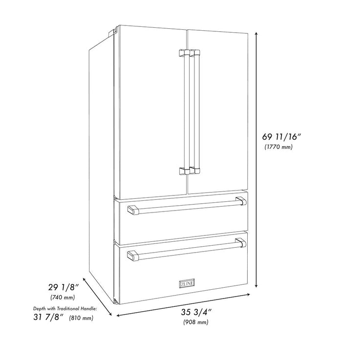 ZLINE Kitchen Package in Stainless Steel with 36 in. Refrigerator, 30 in. Gas Rangetop, 30 in. Range Hood and 30 in. Double Wall Oven (4KPR-RTRH30-AWD)