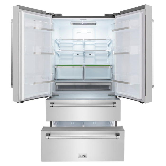 ZLINE Kitchen Package in Stainless Steel with 36 in. Refrigerator, 30 in. Gas Rangetop, 30 in. Range Hood and 30 in. Double Wall Oven (4KPR-RTRH30-AWD)