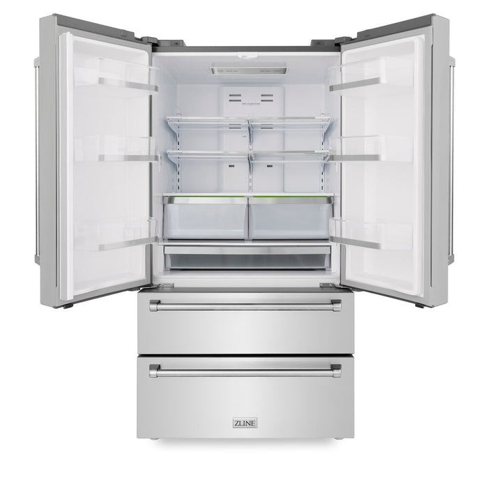 ZLINE Kitchen Package with Refrigeration, 60 in. Stainless Steel Dual Fuel Range, 60 in. Range Hood, Microwave Drawer, and 24 in. Tall Tub Dishwasher (5KPR-RARH60-MWDWV)