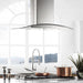 ZLINE Island Mount Range Hood in Stainless Steel and Glass with Built-in CrownSound Bluetooth Speakers (GL5iCRN-BT)