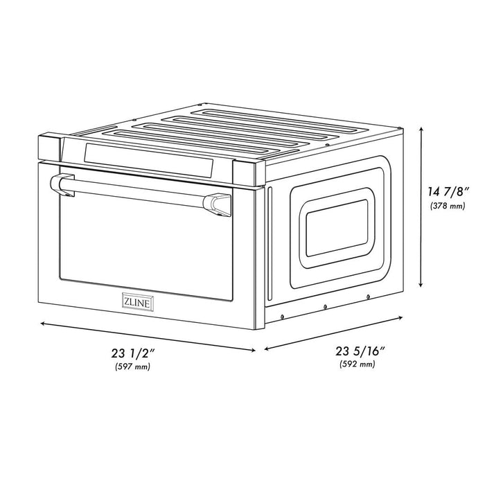 ZLINE Autograph Edition 24 in. 1.2 cu. ft. Built-in Microwave Drawer with a Traditional Handle in Stainless Steel and Matte Black Accents (MWDZ-1-H-MB)