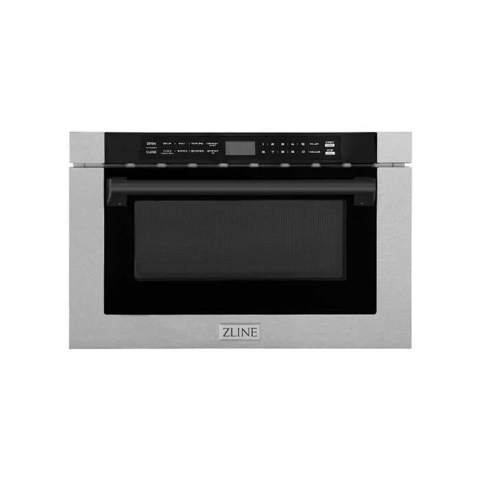 ZLINE Autograph Edition 24 in. Drawer Microwave in Fingerprint Resistant Stainless Steel with Traditional Handles and Matte Black Accents (MWDZ-1-SS-H-MB)