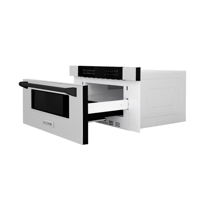 ZLINE Autograph Edition 30 in. 1.2 cu. ft. Built-In Microwave Drawer in Fingerprint Resistant Stainless Steel with Matte Black Accents (MWDZ-30-SS-MB)