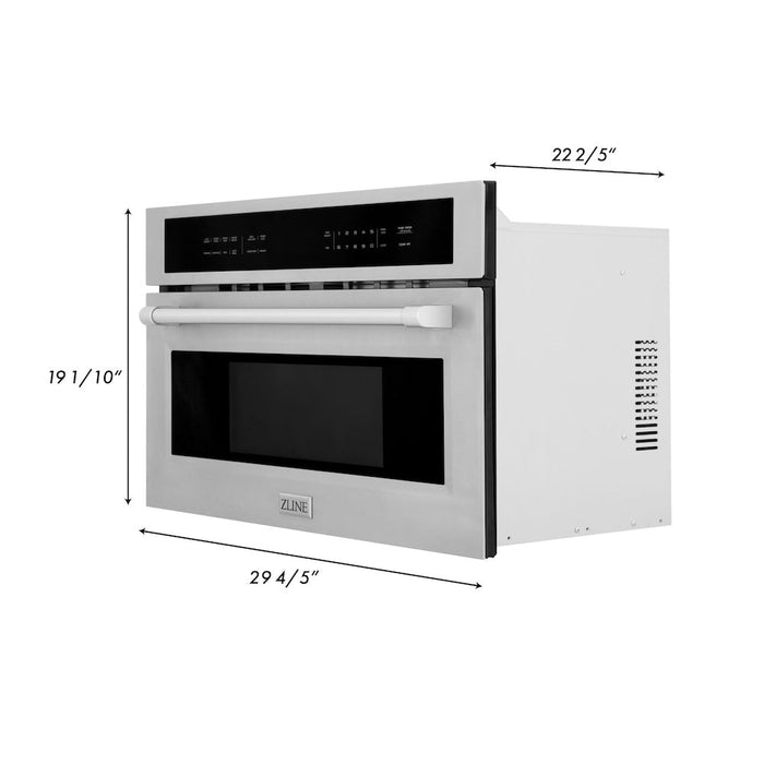 ZLINE Stainless Steel 30 in. Built-in Convection Microwave Oven and 30 in. Single Wall Oven with Self Clean (2KP-MW30-AWS30)