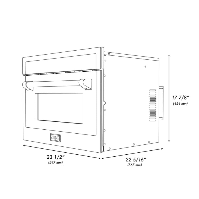 ZLINE Autograph Edition 24 in. 1.6 cu ft. Built-in Convection Microwave Oven in Black Stainless Steel with Champagne Bronze Accents (MWOZ-24-BS-CB)