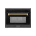 ZLINE Autograph Edition 24 in. 1.6 cu ft. Built-in Convection Microwave Oven in Black Stainless Steel with Champagne Bronze Accents (MWOZ-24-BS-CB) front, closed.