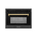 ZLINE Autograph Edition 24 in. 1.6 cu ft. Built-in Convection Microwave Oven in Black Stainless Steel with Polished Gold Accents (MWOZ-24-BS-G) front, closed.