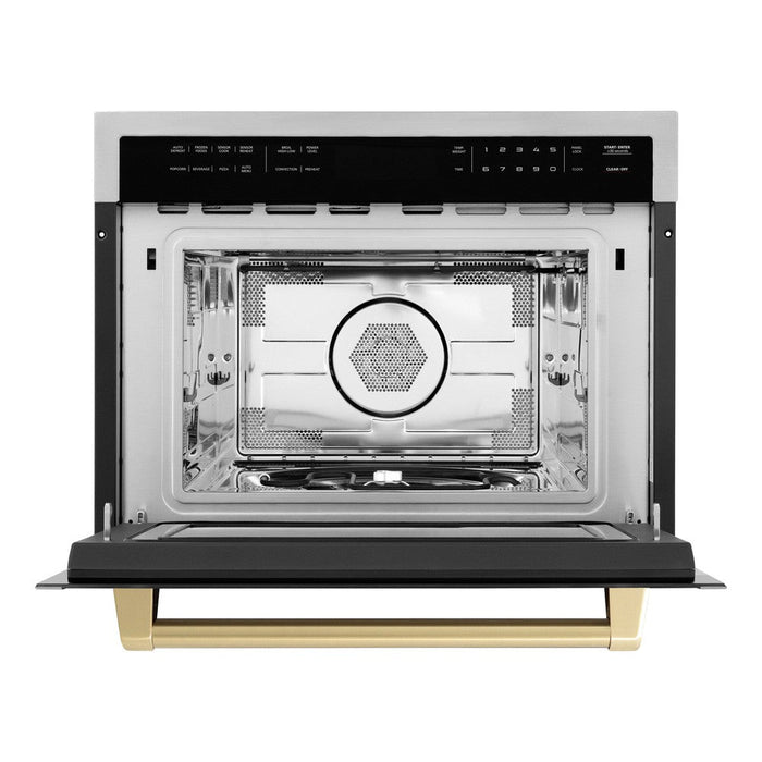 ZLINE Autograph Edition 24 in. 1.6 cu ft. Built-in Convection Microwave Oven in Stainless Steel with Champagne Bronze Accents (MWOZ-24-CB)