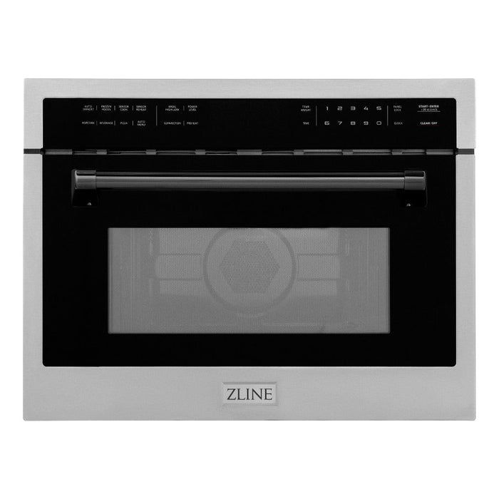 ZLINE Autograph Edition 24 in. 1.6 cu ft. Built-in Convection Microwave Oven in Stainless Steel with Matte Black Accents (MWOZ-24-MB)