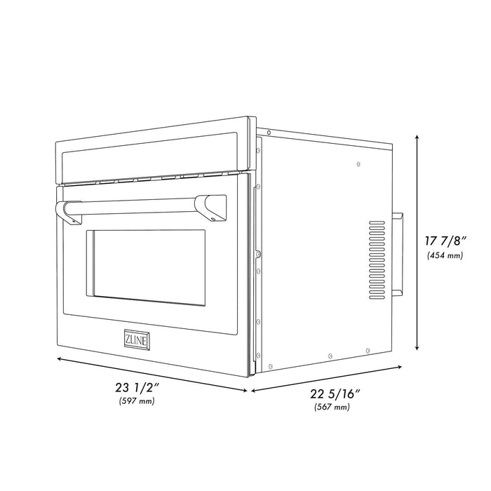 ZLINE Autograph Edition 24 in. 1.6 cu ft. Built-in Convection Microwave Oven in Fingerprint Resistant Stainless Steel with Champagne Bronze Accents (MWOZ-24-SS-CB)