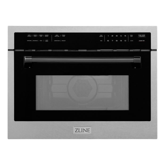 ZLINE Autograph Edition 24 in. 1.6 cu ft. Built-in Convection Microwave Oven in Fingerprint Resistant Stainless Steel with Matte Black Accents (MWOZ-24-SS-MB)