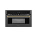 ZLINE Autograph Edition 30 in. 1.6 cu ft. Built-in Convection Microwave Oven in Black Stainless Steel with Champagne Bronze Accents (MWOZ-30-BS-CB) Front View Door Closed